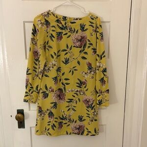 LOFT Yellow Floral Long-Sleeve Shift Dress